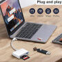 3u1 redukcije s čitačem kartica - utor za SD / TF karticu / USB-A na USB-C / Lightning - narančasta