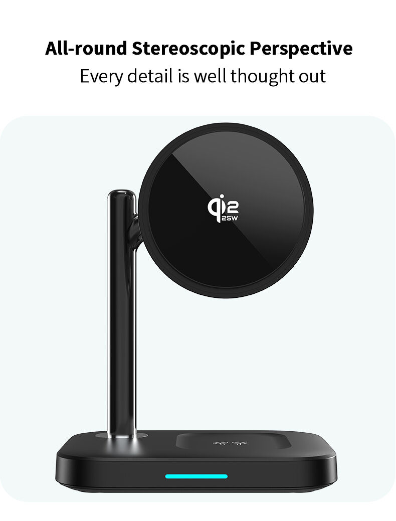 C69 Qi2 2u1 magnetski bežični stalak za iPhone / AirPods - 25W - crni