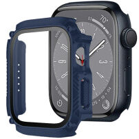 Otporna futrola Armor sa kaljenim staklom za Apple Watch 45mm - tamno plavo