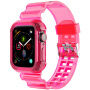 Izdržljiva maska s prozirnim remenom za Apple Watch 42mm (Series 10 / 11) - neonski ružičasta
