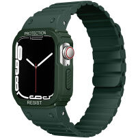 Izdržljivo silikonsko kućište s magnetnim remenom za Apple Watch 41mm / 40mm - tamno zelena