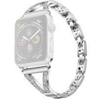 xDfind tanki remen/narukvica za sat od nehrđajućeg čelika ukrašen kamenčićima za Apple Watch 42mm / 41mm / 40mm / 38mm - srebrni
