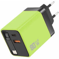 Set adaptera s USB-C / USB-A portovima i izvlačivog USB-C kabela - 80W - zelena