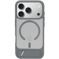 LeReach matna maska s MagSafe i preklopnim stalkom za iPhone 17 Pro Max - siva