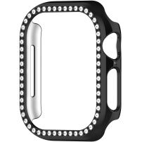 Metalna futrola ukrašena kamenčićima za Apple Watch 41mm - crna