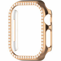 Metalna futrola optočena kamenčićima za Apple Watch 41mm - ružičasto-zlatna
