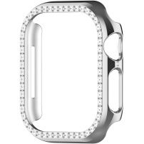 Metalna futrola ukrašena kamenčićima za Apple Watch 45mm - srebrna