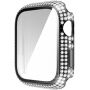Futrola sa kamenčićima i kaljenim staklom za Apple Watch 45mm - crno