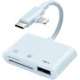 3u1 redukcije s čitačem kartica - utor za SD / TF karticu / USB-A na USB-C / Lightning - plava