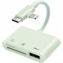 3u1 redukcije s čitačem kartica - utor za SD / TF karticu / USB-A na USB-C / Lightning - zelena