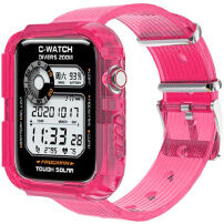 Torbica s prozirnim remenom za Apple Watch 45mm / 44mm / 42mm - neonska ružičasta