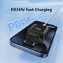 USAMS CC315 GaN punjač za mobitel za brzo punjenje s portovima USB-C / USB-A - 25W - bijeli