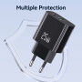 USAMS CC315 GaN punjač za mobitel za brzo punjenje s portovima USB-C / USB-A - 25W - bijeli
