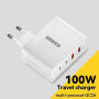 ESSAGER ES-CD37 punjač za mobitel za brzo punjenje s portovima 2x USB-C / 2x USB-A - 100W - bijeli