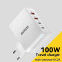 ESSAGER ES-CD37 punjač za mobitel za brzo punjenje s portovima 2x USB-C / 2x USB-A - 100W - bijeli