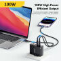 ESSAGER ES-CD37 punjač za mobitel za brzo punjenje s portovima 2x USB-C / 2x USB-A - 100W - bijeli