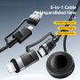 ESSAGER 3u1 univerzalni pleteni Kabel za punjenje i prijenos podataka - USB-C / USB-A na magnetski disk / USB-C / Lightning - 2 m - crni