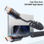 ESSAGER spiralni pleteni kabel za punjenje i prijenos podataka - USB-C na USB-C - 1,8 m - crni