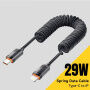 ESSAGER spiralni pleteni kabel za punjenje i prijenos podataka - USB-C na Lightning - 1,8 m - crni