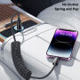 ESSAGER spiralni pleteni kabel za punjenje i prijenos podataka - USB-C na Lightning - 1,8 m - crni