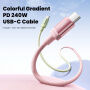 Toocki TQ-C108 kabel za punjenje i prijenos podataka - USB-C na USB-C - 2 m - zeleno-ružičasti