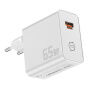 ESSAGER ES-CD65 GaN punjač za mobitel za brzo punjenje s priključcima USB-C / USB-A - 65W - bijeli