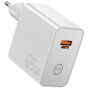 ESSAGER ES-CD65 GaN punjač za mobitel za brzo punjenje s priključcima USB-C / USB-A - 65W - bijeli