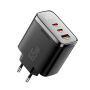 ESSAGER ES-CD64 GaN Punjač za mobitel za brzo punjenje sa zaslonom i portovima 2x USB-C / USB-A - 65W - crni