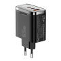 ESSAGER ES-CD64 GaN Punjač za mobitel za brzo punjenje sa zaslonom i portovima 2x USB-C / USB-A - 65W - crni