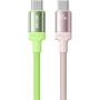 WEKOME WDC-C18 pleteni kabel za punjenje i prijenos podataka - USB-C na USB-C - 1,2 m - zeleno-ružičasti