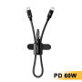 ESSAGER ES-X83 kabel za punjenje i prijenos podataka i vezica - USB-C na USB-C - 30 cm - crni