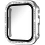 xDfind futrola optočena kamenčićima s kaljenim staklom za Apple Watch 45mm - srebrna