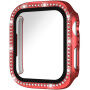 xDfind futrola optočena kamenčićima s kaljenim staklom za Apple Watch 44mm - crvena