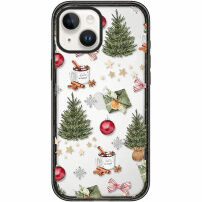 Prozirna maska s božićnim uzorkom za iPhone 14 Plus / 15 Plus - zelena