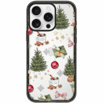 Prozirna maska s božićnim uzorkom za iPhone 16 Pro Max - zelena