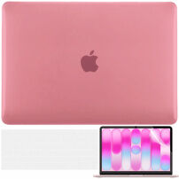 ENKAY 3u1 sjajna maska s ultra tankom maskom US tipkovnice i folijom za zaslon za MacBook Neo (A3404) - ružičasta