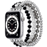 xDfind remen/narukvica za sat s perlicama za Apple Watch 42mm / 41mm / 40mm / 38mm - crno-srebrni