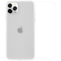 Divi mat maskica s ojačanim kutovima + kaljeno staklo za zaslon za iPhone 11 Pro Max - bijeli