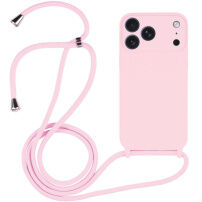 Silikonska maska s vezicom za iPhone 17 Pro Max - ružičasta
