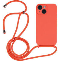 Silikonski etui s uzicom za iPhone 15 Plus - narančasti