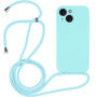 Silikonski etui s uzicom za iPhone 15 Plus - azurno plavi