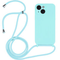 Silikonski etui s uzicom za iPhone 14 Plus - azurno plavi