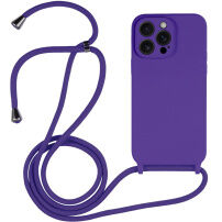 Silikonski etui s uzicom za iPhone 14 Pro Max - ljubičasti