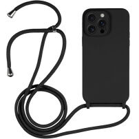Silikonski etui s uzicom za iPhone 14 Pro Max - crni