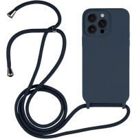 Silikonska maska s vezicom za iPhone 13 Pro Max - tamnoplava