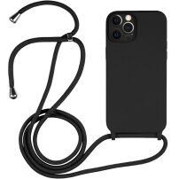 Silikonska maska s vezicom za iPhone 12 Pro - crna
