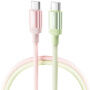 Toocki TQ-C108 kabel za punjenje i prijenos podataka - USB-C na USB-C - 1 m - zeleno-ružičasti