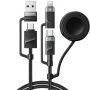 ESSAGER 3u1 univerzalni pleteni kabel za punjenje i prijenos podataka - USB-C / USB-A na magnetski pak / USB-C / Lightning - 1 m - crni