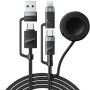 ESSAGER 3u1 univerzalni pleteni Kabel za punjenje i prijenos podataka - USB-C / USB-A na magnetski disk / USB-C / Lightning - 2 m - crni