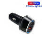 P78 set auto punjača s portovima USB-C / USB-A i kabela USB-C na USB-C / Lightning - 55W - 1 m - crni